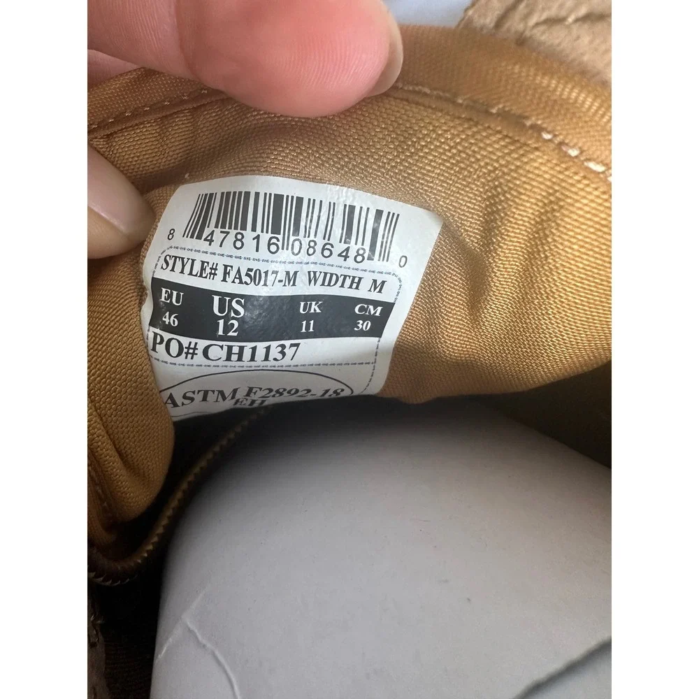Carhartt Force 5 Inch Lightweight Sneaker Boots Tan Mens 12 FA5017-M EH Soft Toe